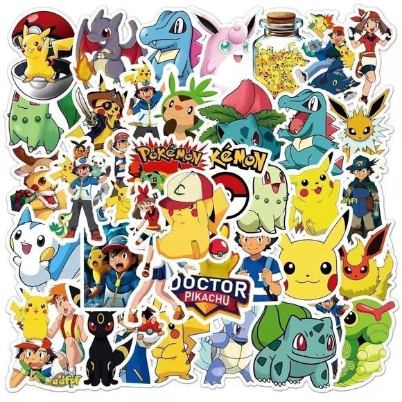 Lot of 50 Random Vinyl Pokémon Stickers - Picture 2 of 8